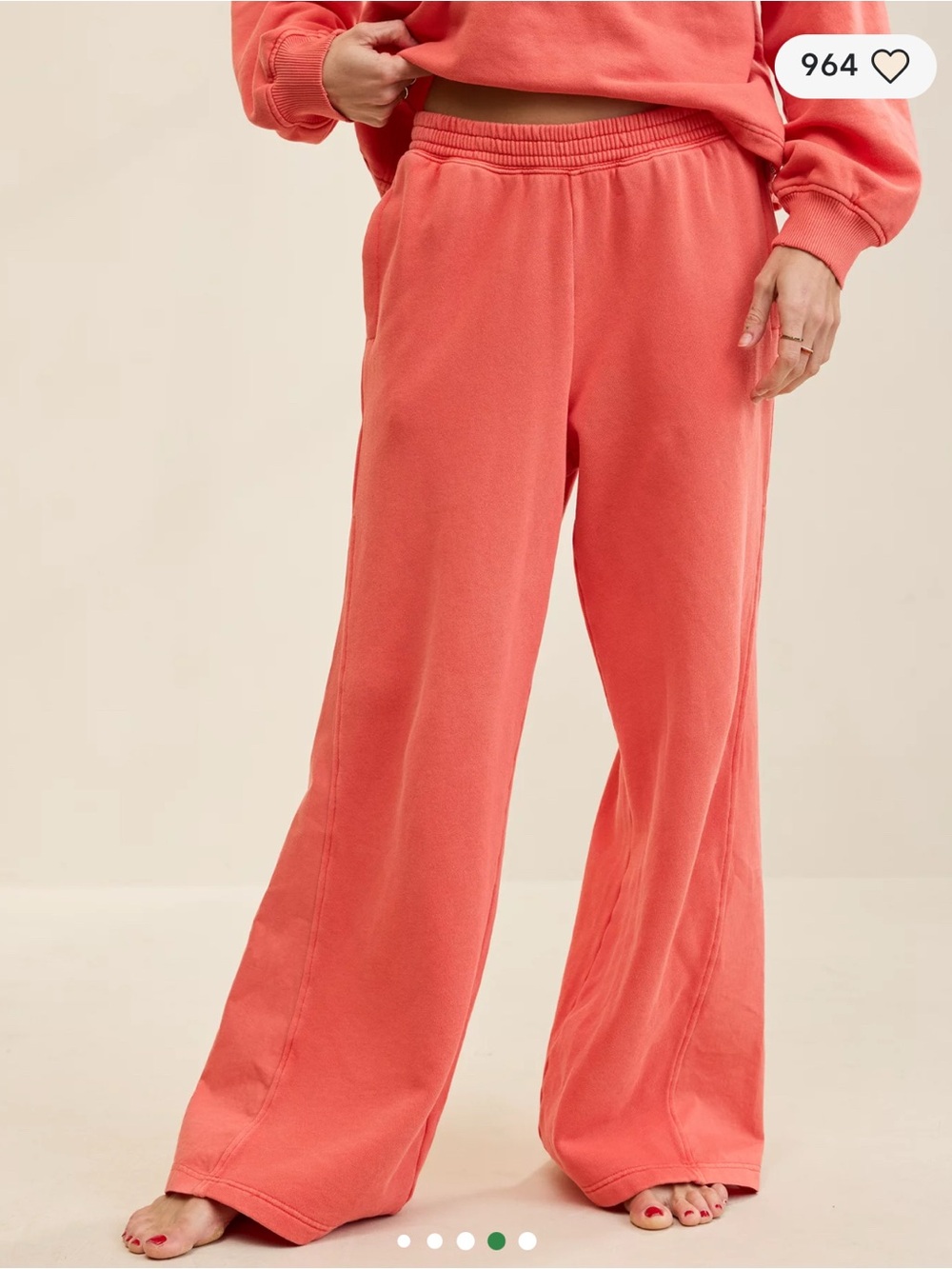 aerie Coral Wide-Leg Sweatpants